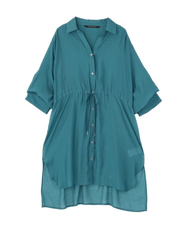 YECCA VECCA シアー2way袖バルーンチュニック Blue Green