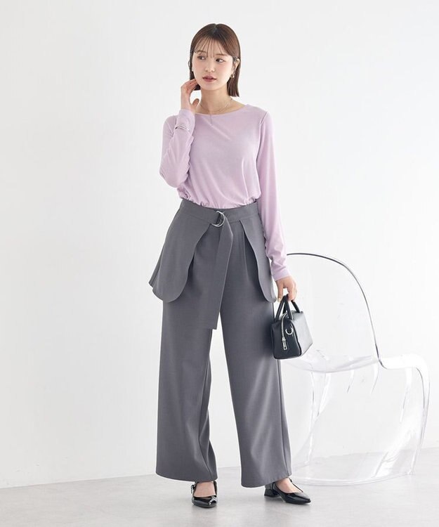 earth music&ecology 【予約】【2WAY】ラップスカート付きパンツ グレー