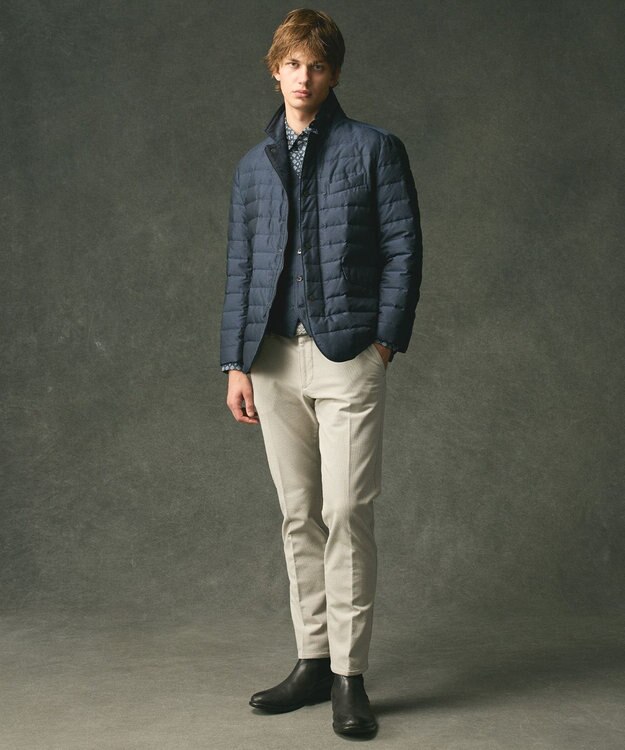 JOSEPH ABBOUD 【軽量/ダウンの吹き出しを防ぐキルトレスダウン】ADSインターレース ダウンベスト ブルー系