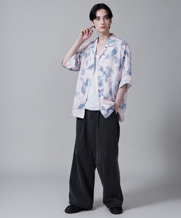 WEGO 【ユニセックス着用ITEM/MLサイズ展開】トロミアロハシャツ（S） ピンク