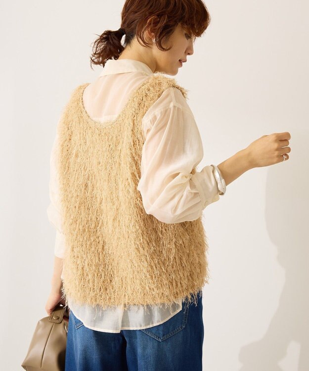 AMERICAN HOLIC 【前後2way】サイドスリットシャギーベスト Beige