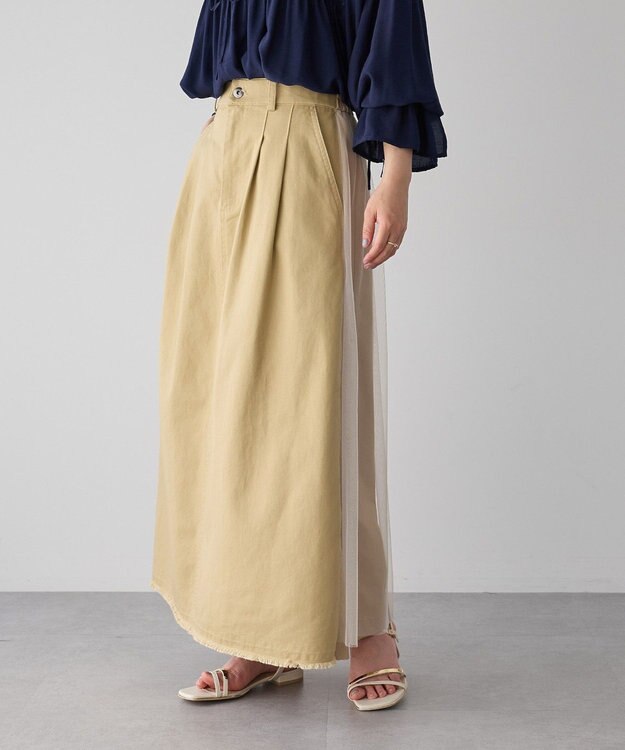 YECCA VECCA 異素材MIXロングスカート Beige