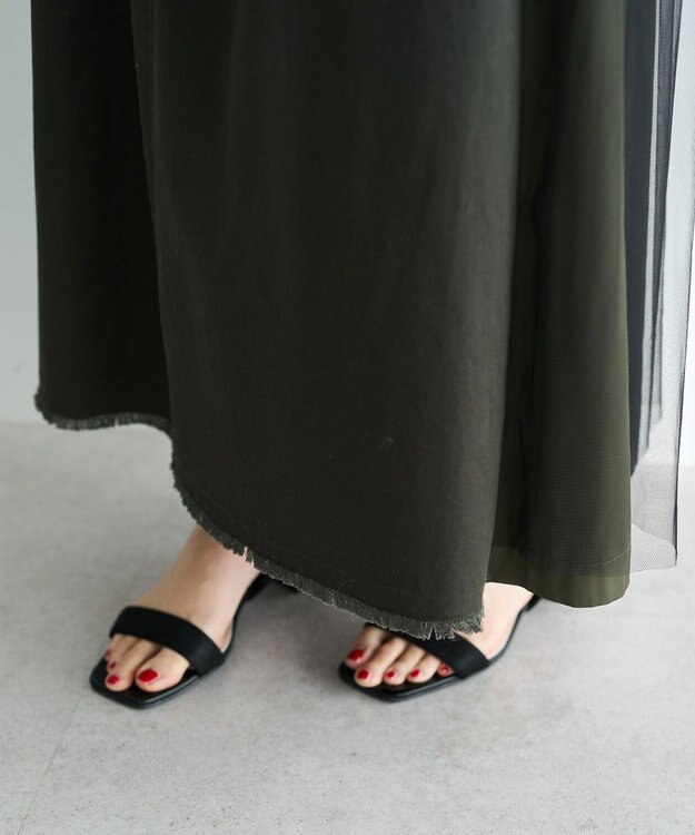 YECCA VECCA 異素材MIXロングスカート Khaki
