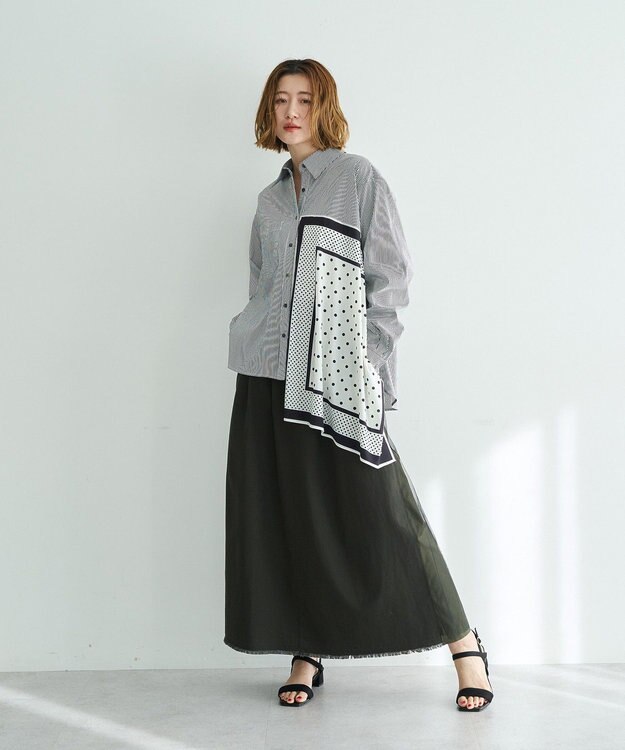 YECCA VECCA 異素材MIXロングスカート Khaki