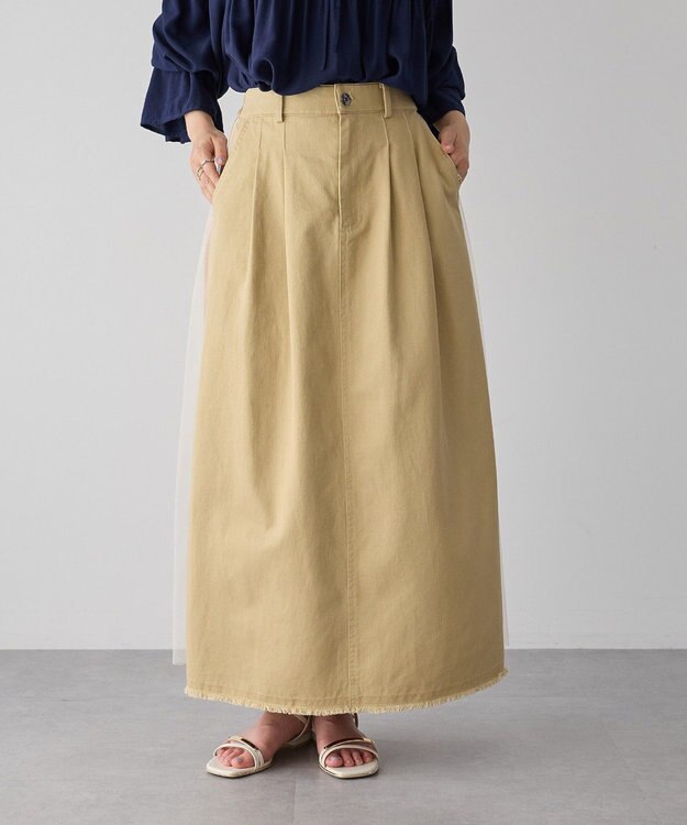 YECCA VECCA 異素材MIXロングスカート Beige