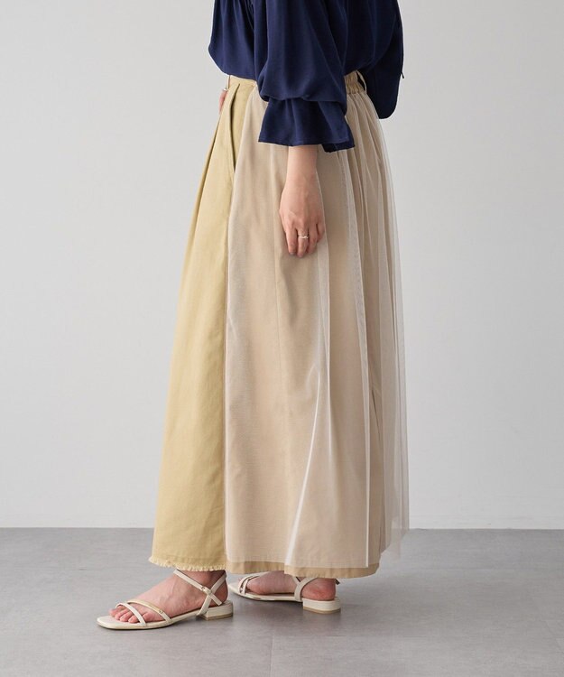 YECCA VECCA 異素材MIXロングスカート Beige