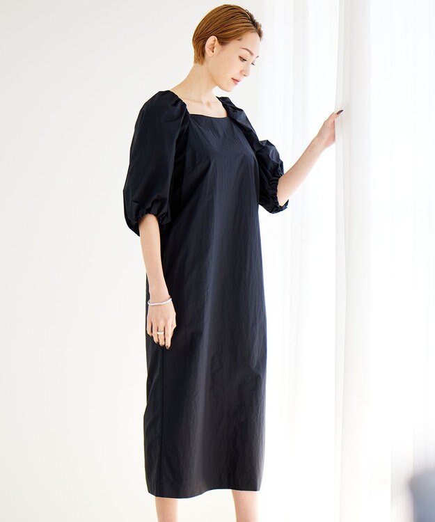 ICB 【洗える】 プルーフナイロンタフタ ワンピース ブラック系