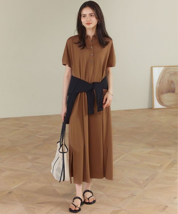 23区 【SLOW/一部店舗限定】ファンクショナル ポロ ワンピース アースブラウン