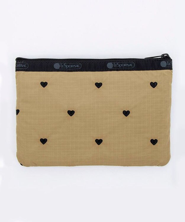 LeSportsac 3ZIP COSMETIC/モカブラックハートエンブロイダリー モカブラックハートエンブロイダリー