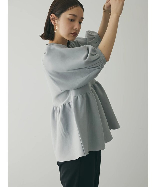 Green Parks armonia. ウエストギャザー袖ボリュームニット Gray