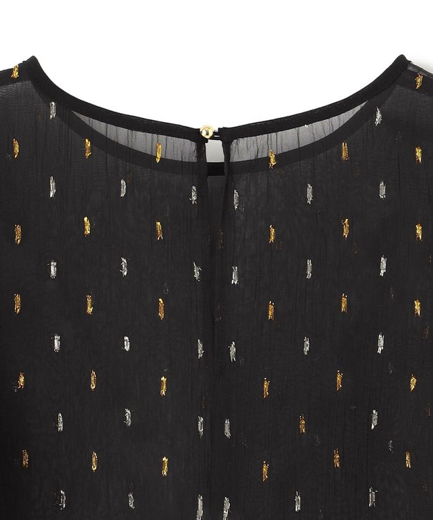 UNFILO ラメリンクルシフォン ブラウス ブラック