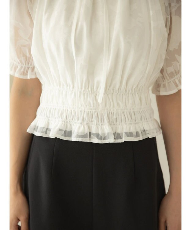 earth music&ecology 衿付きフラワーブラウス Off White