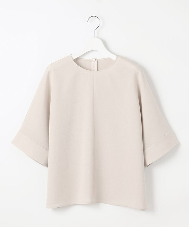 自由区 【セットアップ対応・接触冷感・UVカット・洗える】ライトリネンライク Tブラウス サンドベージュ