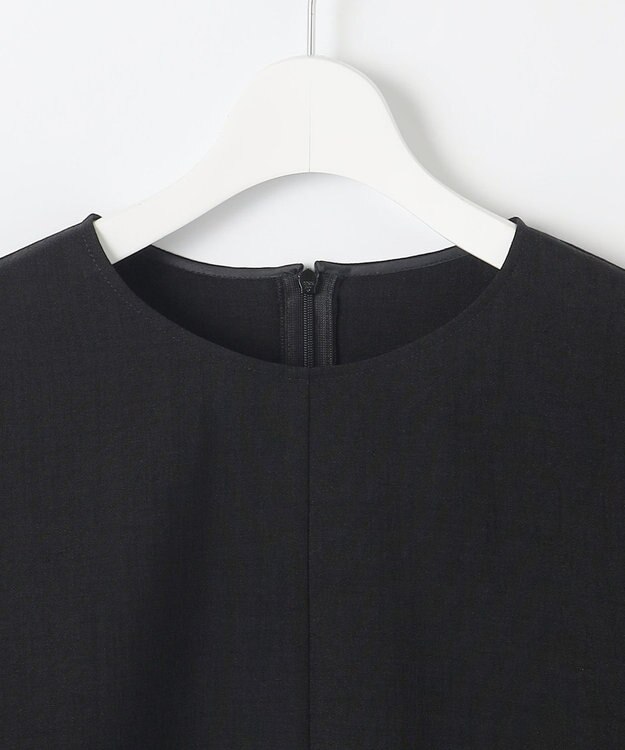 自由区 【セットアップ対応・接触冷感・UVカット・洗える】ライトリネンライク Tブラウス ブラック