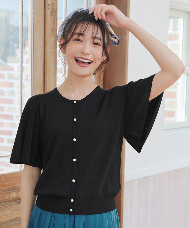 Tiaclasse 【洗える】フレアスリーブカーディガン ブラック