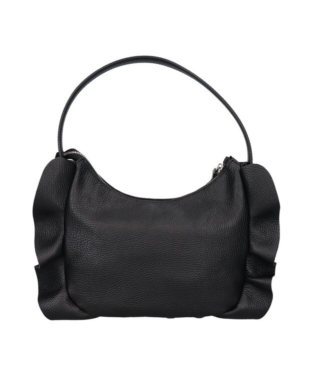 INTER-CHAUSSURES 【RIPANI】サイドフリルホーボーバッグ・ミディ ブラック