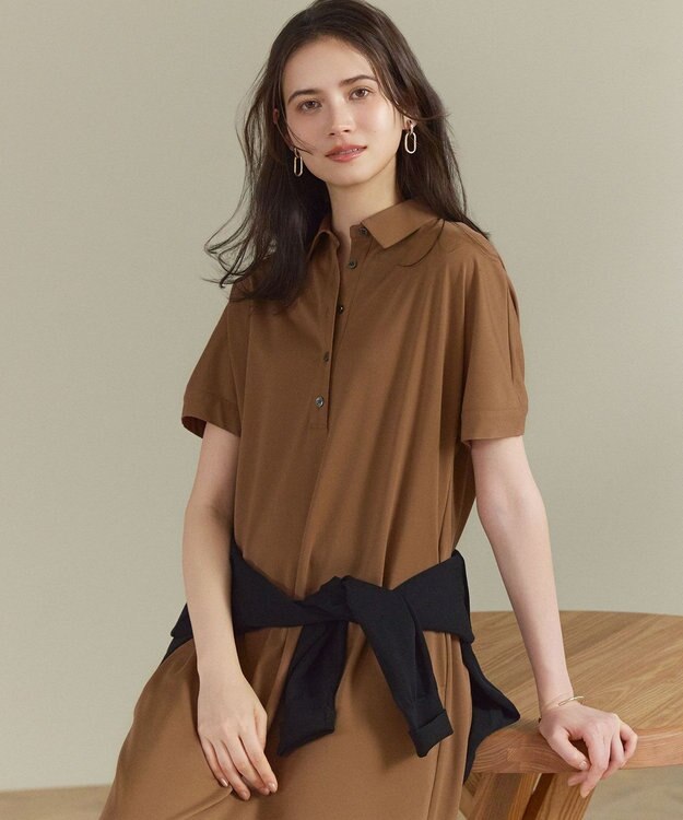 23区 【SLOW/一部店舗限定】ファンクショナル ポロ ワンピース アースブラウン