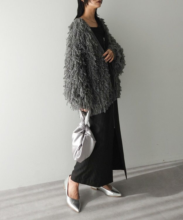 Green Parks フリンジニットカーディガン Gray