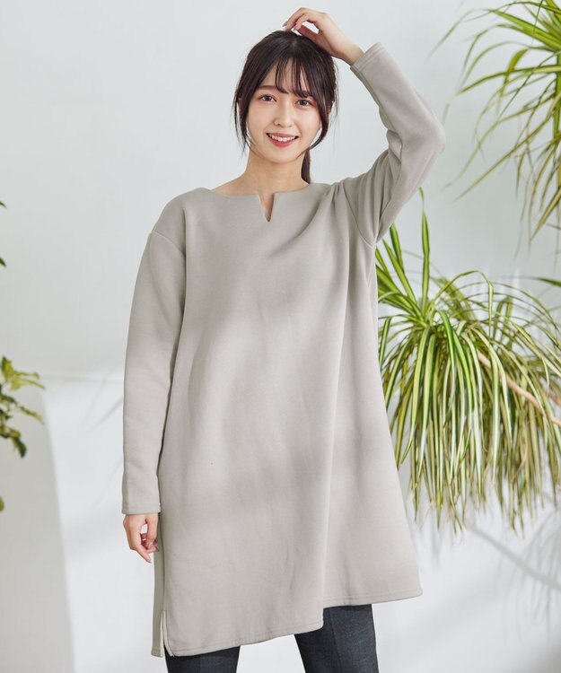 Tiaclasse 【洗える】裏起毛チュニック グレージュ