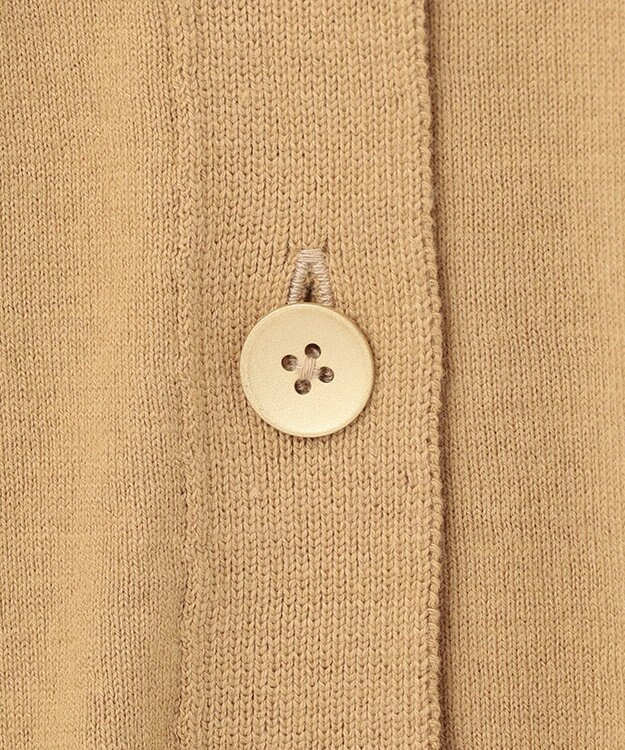 自由区 【洗える】シルクコットンハイゲージ Vネックカーディガン キャメル系