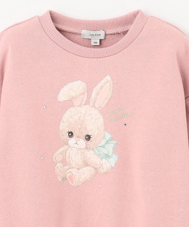 ANY KIDS アニマルプリントトレーナー ピンク×ウサギ
