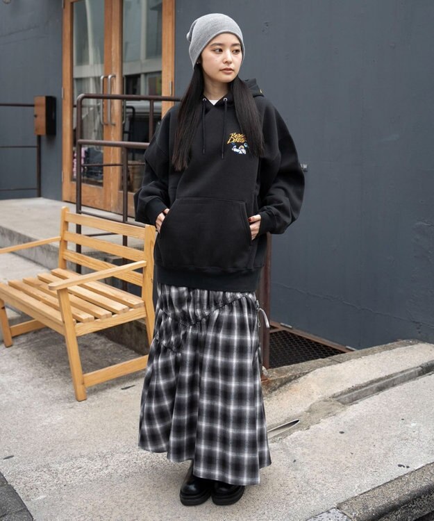 WEGO 【ユニセックス着用ITEM】別注BENDAVISグラフィックプルパーカー ブラック