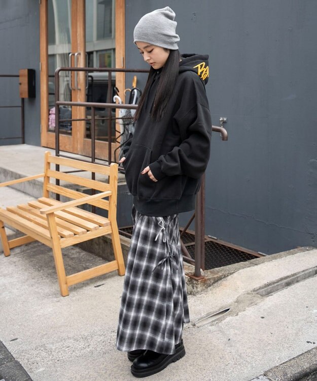 WEGO 【ユニセックス着用ITEM】別注BENDAVISグラフィックプルパーカー ブラック