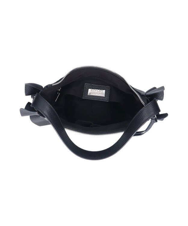 INTER-CHAUSSURES 【RIPANI】サイドフリルホーボーバッグ・ミディ ブラック