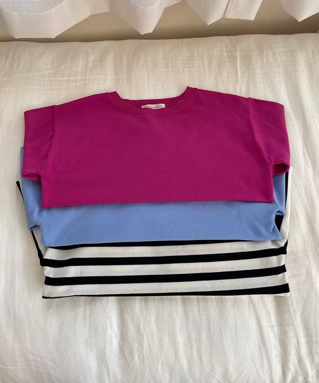 Feroux 【洗える】パールポイントパフスリーブ ニット パープル系