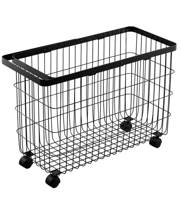 tower ランドリーバスケット タワー キャスター付き ワイド&ロー ブラック ブラック