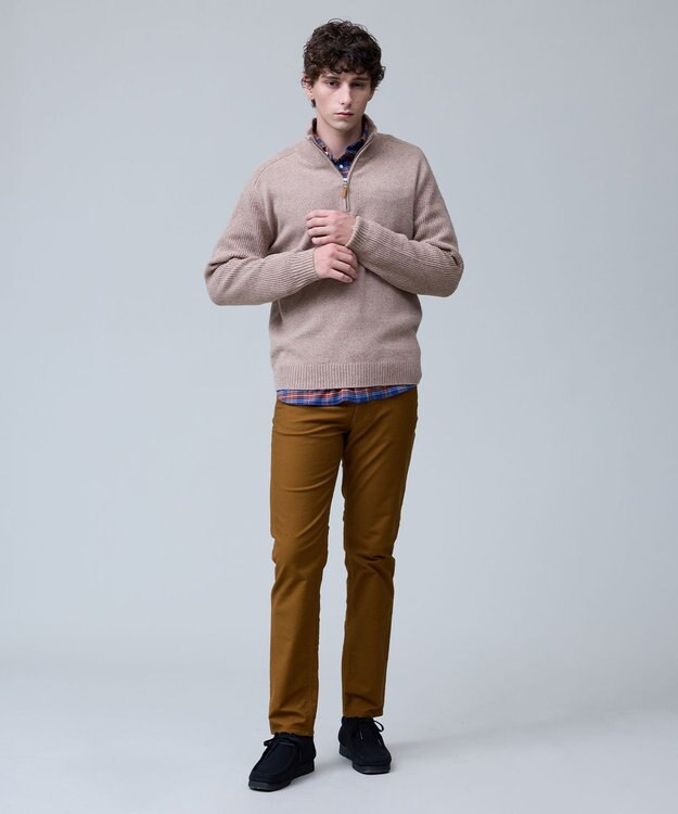 J.PRESS MEN ウール×カシミヤの上質素材【Cash Lamb's Wool】ハーフジップ ニット_25年モデル ベージュ系