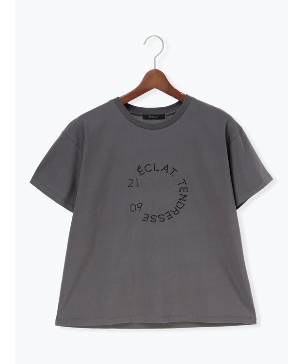 Te chichi ラインストーンサークルロゴTシャツ チャコールグレー