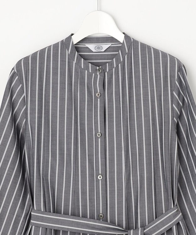 J.PRESS LADIES S TC ハイカウントストライプ シャツ ワンピース チャコールストライプ系