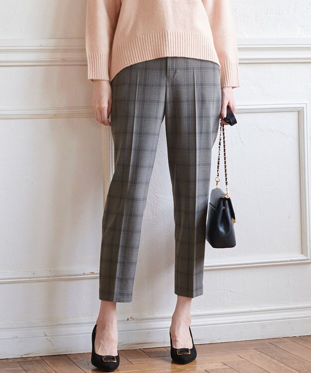 ANY SIS 【保温性あり/洗える】サーモ 2WAYストレッチ テーパード パンツ グレーベース