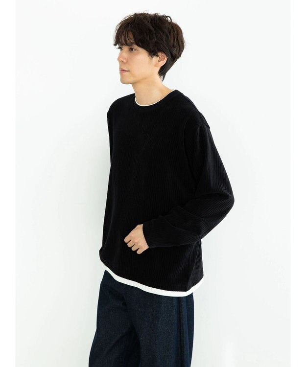 CRAFT STANDARD BOUTIQUE カットコールフェイクレーヤードプルオーバー Black