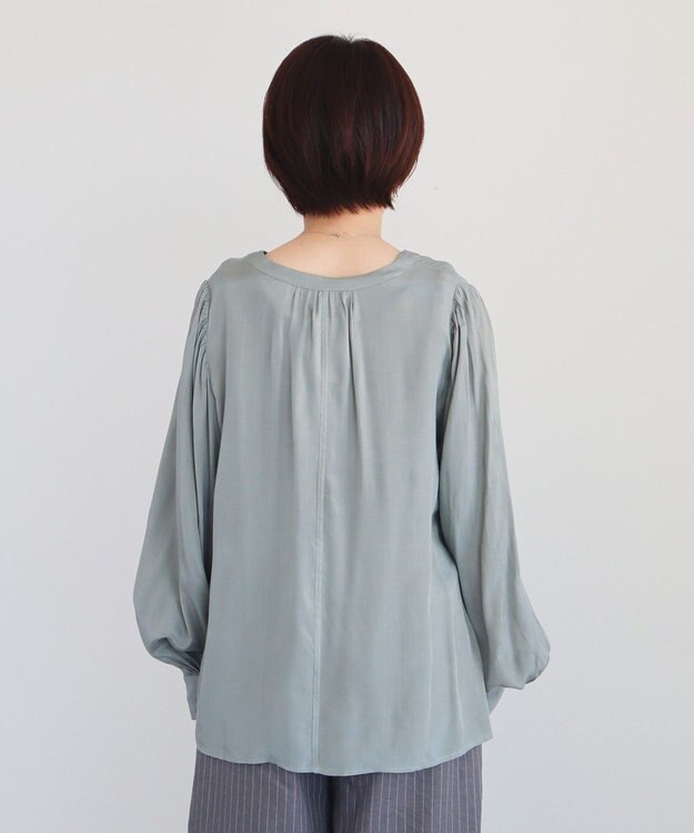 CRAFT STANDARD BOUTIQUE インド製 ボリュームスリーブブラウス Gray