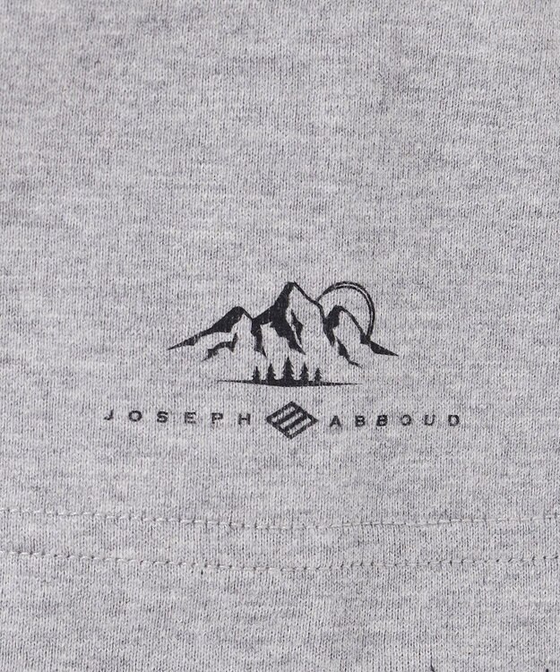 JOSEPH ABBOUD MOUNTAIN 【ゆったり】プレーティング天竺 リーフプリントアウトドア Tシャツ ライトグレー系
