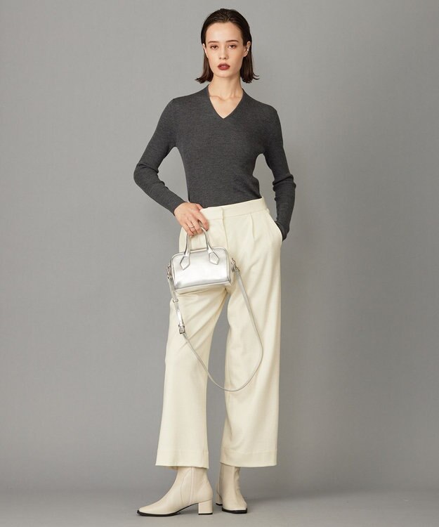 ICB 【洗える】 ウォッシャブルウールジャージー ワイドパンツ オフホワイト系