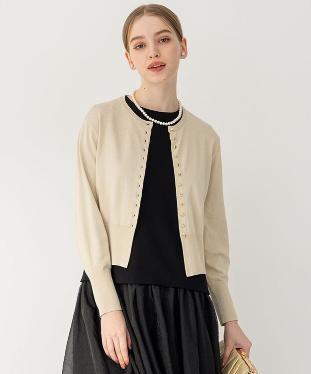 23区 L 【APPLAUDIR】コンパクト ラメカーディガン ベージュ系