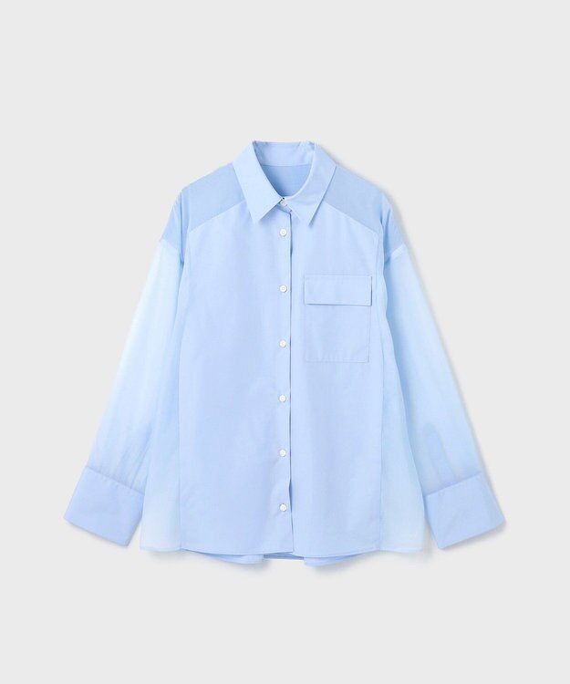 GRACE CONTINENTAL シアーコンビオーバーシャツ ブルー
