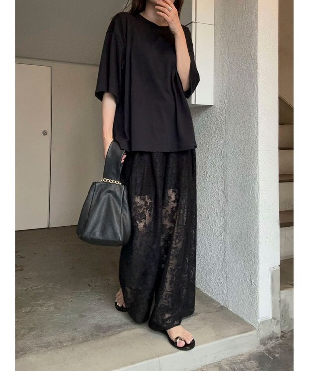 Green Parks レースタックパンツ Black