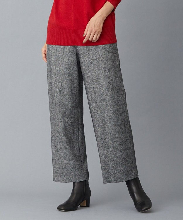 J.PRESS LADIES クラシカルツイード＆ヘリンボン セミワイド パンツ ブラック系5