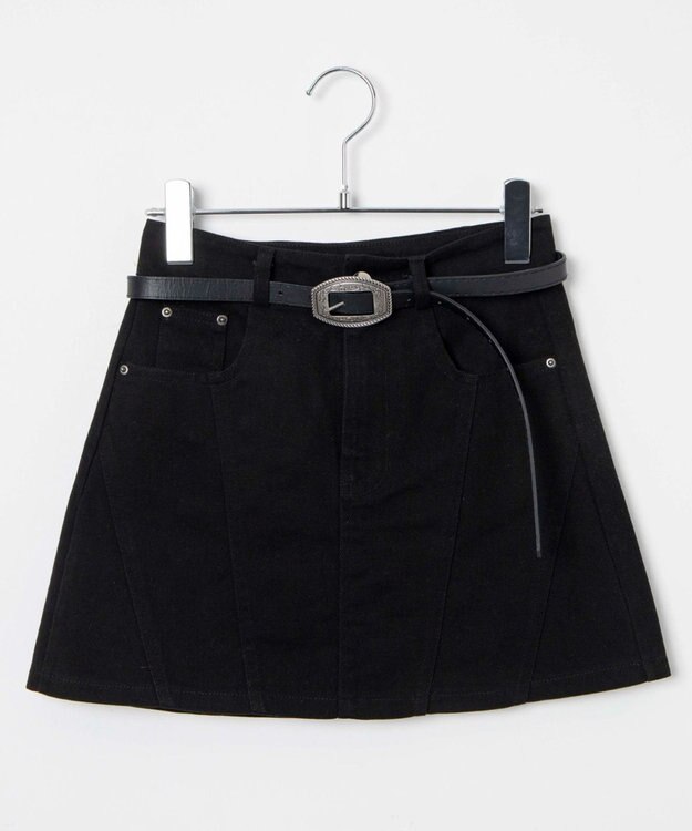 WEGO ベルトデニムスカート ブラック