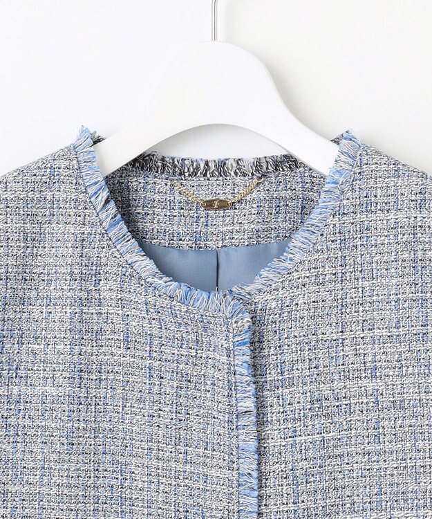 自由区 【カタログ掲載・セットアップ対応】ライトミックスツイード ジレ ライトブルー