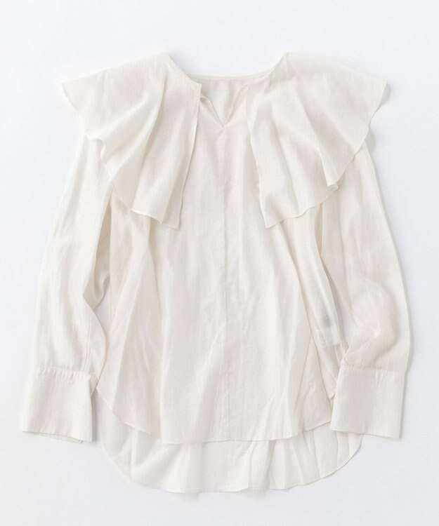 UNFILO イージーケア ラッフルカラー ブラウス オフ