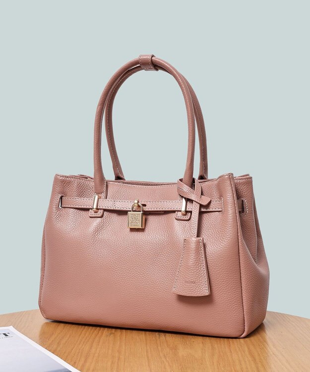 style code 【PADMA/パドマ】 キーチャーム付 本革ベルトデザインハンドバッグ スモーキーピンク