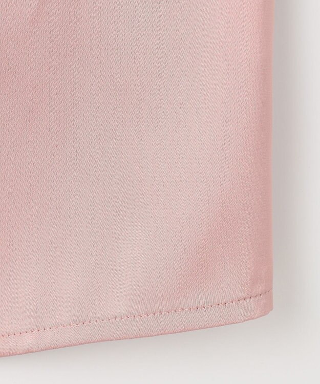 Feroux 【洗える】サテン ボウタイブラウス ピンク系