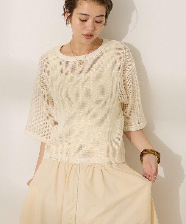 AMERICAN HOLIC メッシュボックスTシャツ Ivory