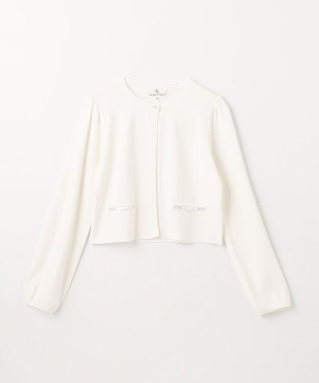 組曲 KIDS 【150-160cm】ラウンドカラー ニットジャケット オフホワイト系