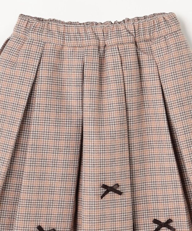 ANY KIDS リボン×チェック プリーツスカパン ブラウン×チェック